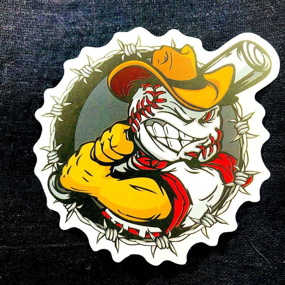 Baseball & Barb Wire Single Decor Accent Waterproof Sticker